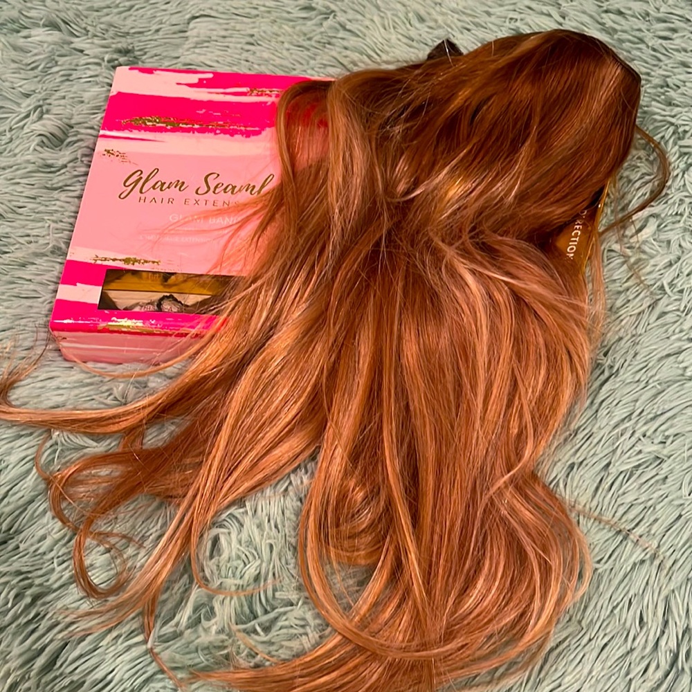 Brand new glam seamless Halo extensions honey blond balayage originally $265